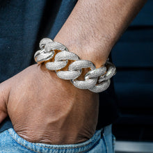 Gold Jewelry -  Mens 14K White Gold Big Iced Out VVS Miami Cuban Bracelet 25MM