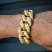 Gold Jewelry -  Mens Big Gold Iced Out VVS Bracelet Miami Cuban Link 25MM