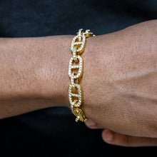 Gold Jewelry -  Mens 14K Gold Iced Out VVS Tennis Mariner Bracelet
