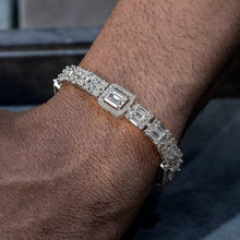 Gold Jewelry -  Mens 14K White Gold Iced Out VVS Baguette Tennis Bracelet