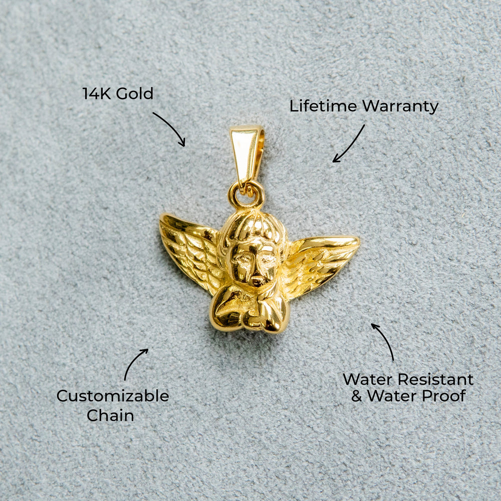 Mens Jewelry - 14K Gold Angel Necklace | Appx. 2.6 Grams