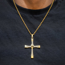 Mens Jewelry -  Gold Iced Out VVS Cross Necklace For Men | Appx. 26.7 Grams