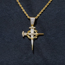 Mens Jewelry -  Gold Iced Out VVS Cross Necklace For Men | Appx. 14.4 Grams