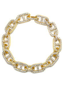 Gold Jewelry -  Mens 14K Gold Iced Out VVS Tennis Mariner Bracelet