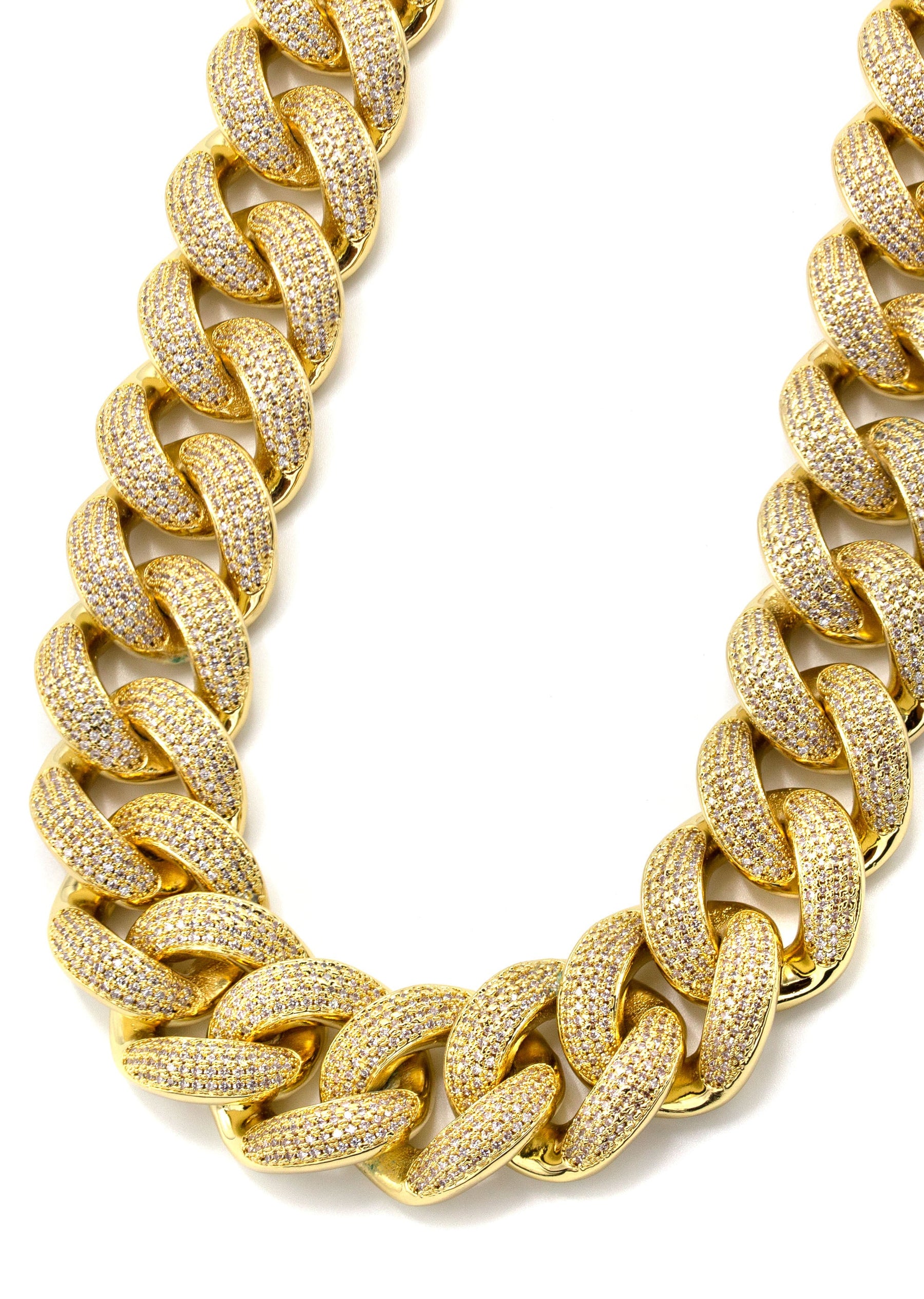 Gold Jewelry -  Mens Big Gold Iced Out VVS Chain Miami Cuban Link 25MM