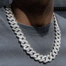 Gold Jewelry -  Mens 14K White Gold Iced Out VVS Prong Set Miami Cuban Link Chain