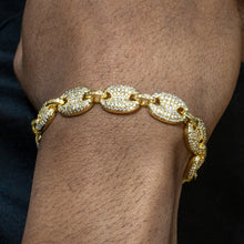 Gold Jewelry -  Mens 14K Gold Iced Out VVS Puff Bracelet