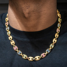 Gold Jewelry -  Mens 14K Gold Iced Out VVS Rainbow Puff Link Chain