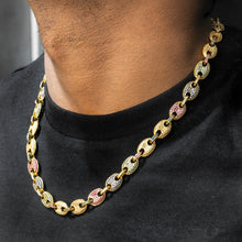 Gold Jewelry -  Mens 14K Gold Iced Out VVS Rainbow Puff Link Chain