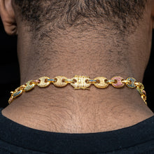 Gold Jewelry -  Mens 14K Gold Iced Out VVS Rainbow Puff Link Chain