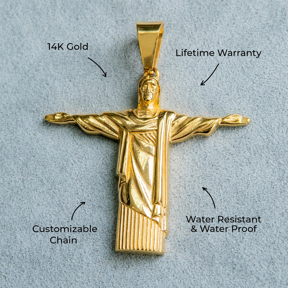 Mens Jewelry - 14K Gold Jesus Necklace | Appx. 15 Grams