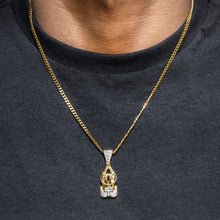 Mens Jewelry -  Gold Iced Out VVS Praying Hands Necklace | Appx. 12 Grams