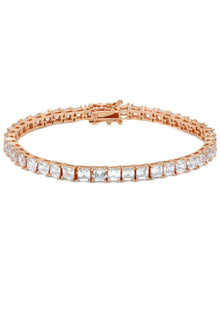 Gold Jewelry -  Mens Rose Gold Asscher Cut Iced Out VVS Tennis Chain