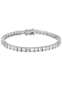 Gold Jewelry -  Mens 14K White Gold Asscher Cut Iced Out VVS Tennis Bracelet