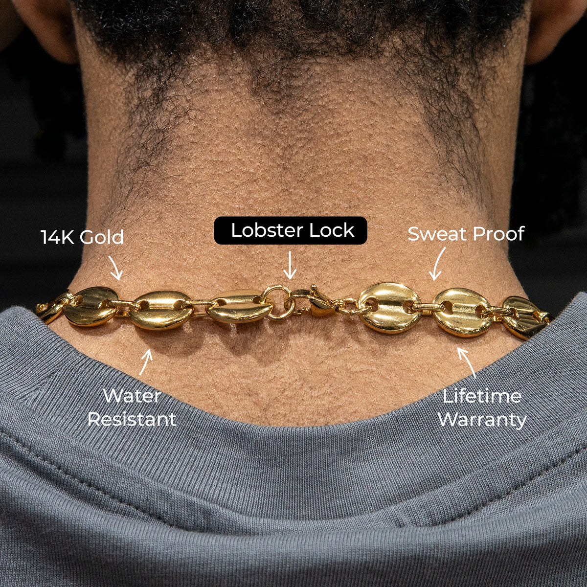 Gold Jewelry -  Mens 14K Gold Puff Link Chain