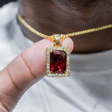 Mens Jewelry -  Gold Iced Out VVS Ruby Necklace | Appx. 14 Grams