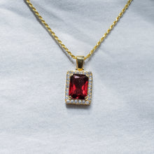 Mens Jewelry -  Gold Iced Out VVS Ruby Necklace | Appx. 14 Grams