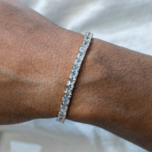 Gold Jewelry -  Mens 14K White Gold Asscher Cut Iced Out VVS Tennis Bracelet