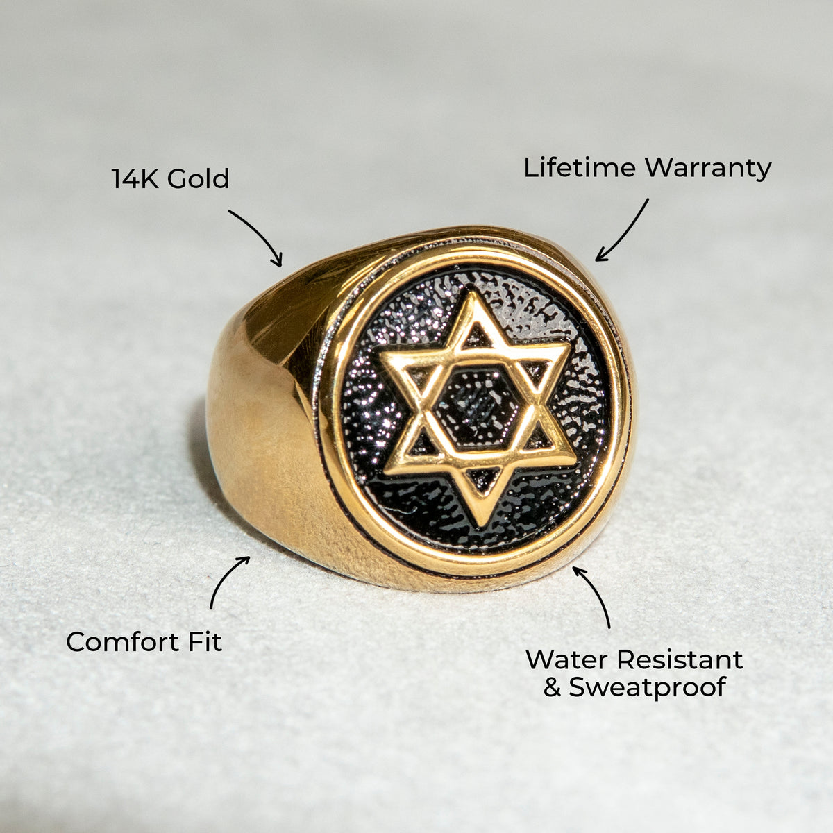 Mens Jewelry - Star of David Gold Pinky Ring | 25 Grams
