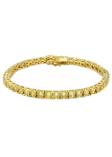 Gold Jewelry -  Mens 14K Gold Yellow Iced Out VVS Canary Tennis Bracelet